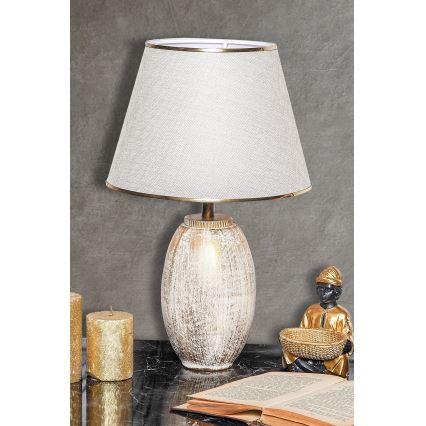 Candeeiro de mesa RAMZES 1xE27/40W/230V creme/dourado