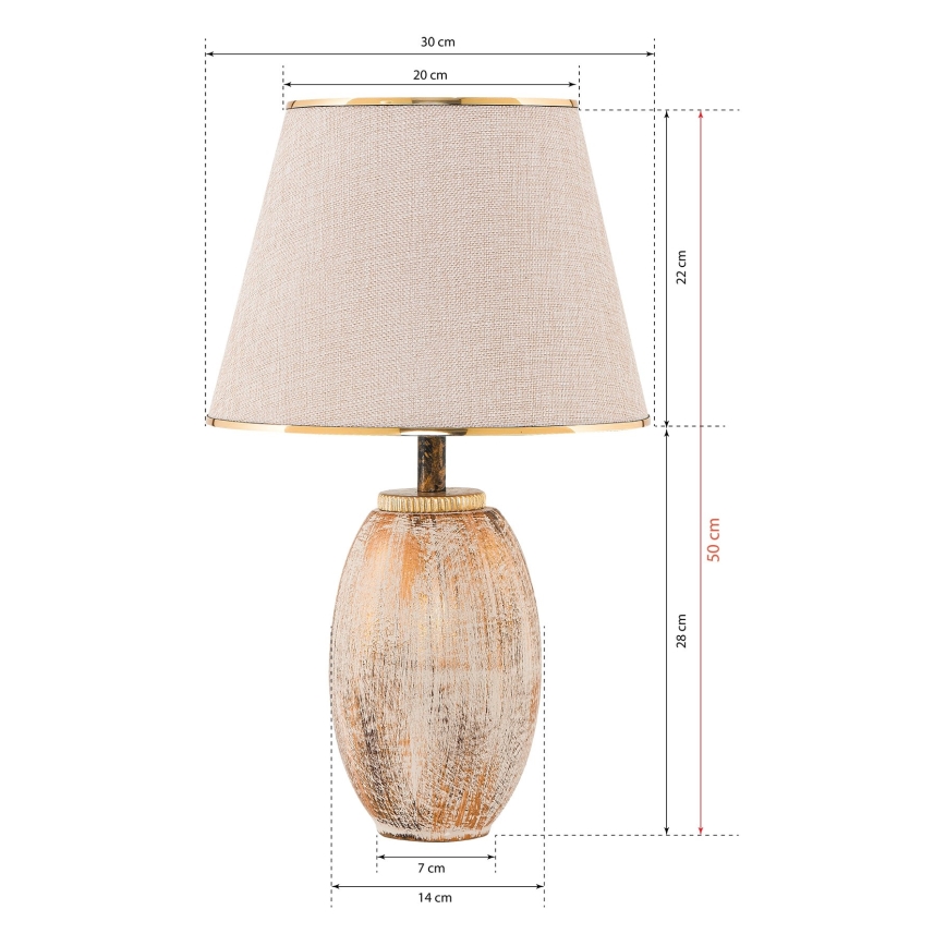 Candeeiro de mesa RAMZES 1xE27/40W/230V creme/dourado