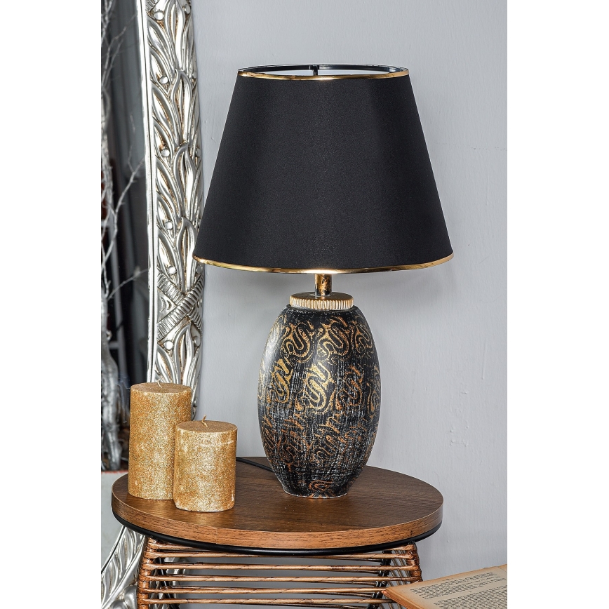 Candeeiro de mesa RAMZES 1xE27/40W/230V preto/dourado