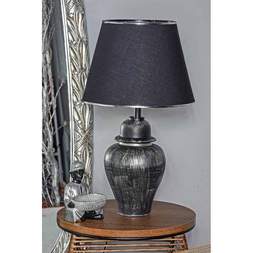 Candeeiro de mesa RAMZES 1xE27/40W/230V preto/prateado