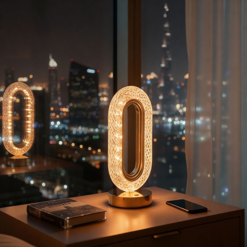 Candeeiro de mesa LED dimerizável recarregável DUBAI LED/2W/5V 2700K/4000K/6500K 400 mAh dourado