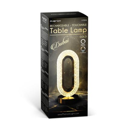 Candeeiro de mesa LED dimerizável recarregável DUBAI LED/2W/5V 2700K/4000K/6500K 400 mAh dourado
