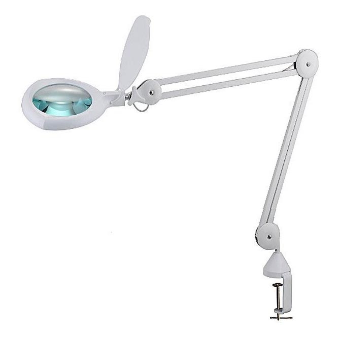 Candeeiro de mesa regulável com uma lupa e clipe LED/8W/12/230V
