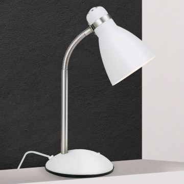 Candeeiro de mesa SCHOOL 1xE27/40W/230V branco/cromado fosco