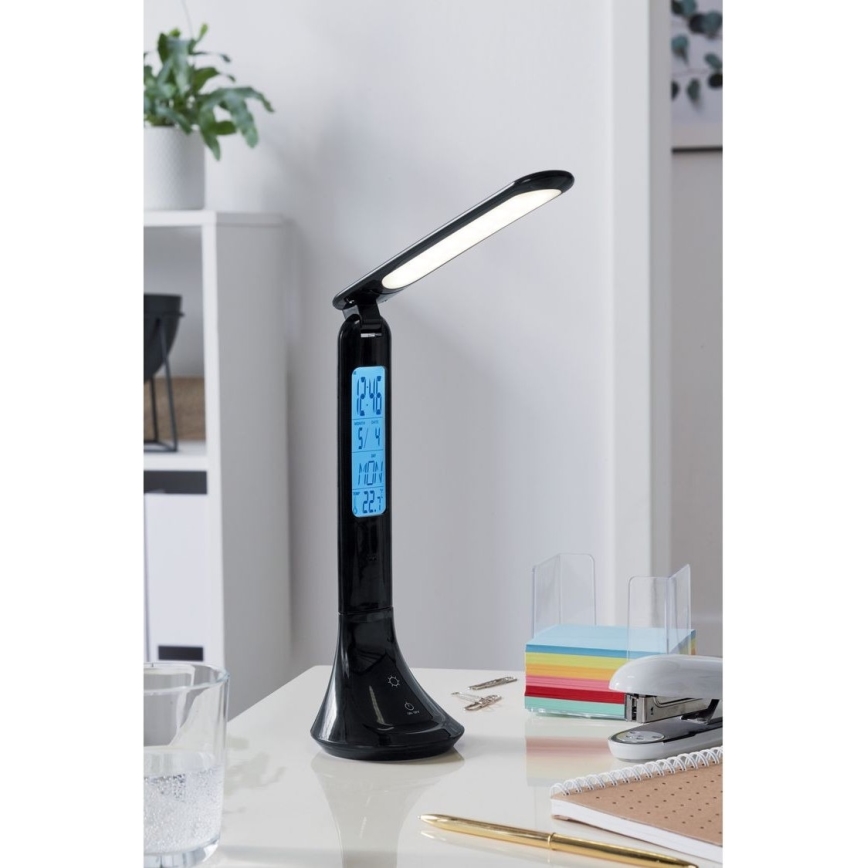 Candeeiro de mesa táctil LED com regulação e visor LED/4W/5V preto