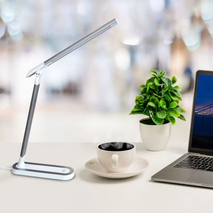 Candeeiro de mesa táctil LED com regulação MADERA LED/7W/230V USB branco