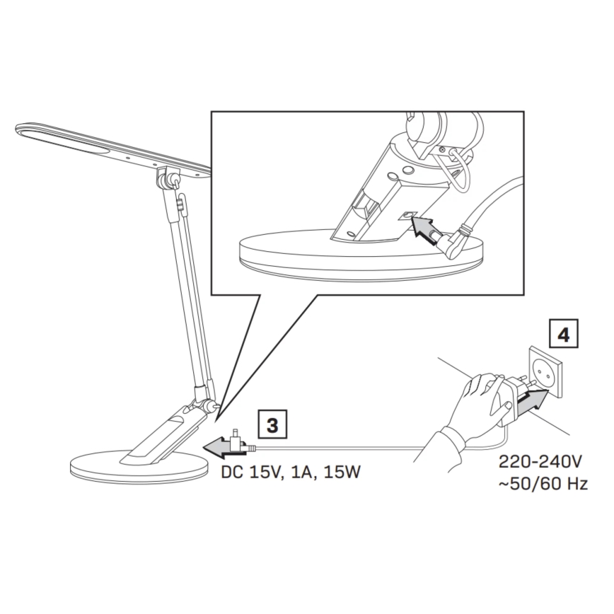 Candeeiro de mesa táctil LED com regulação OPTIMUM LED/7W/230V USB 3000/4000/6000K branco