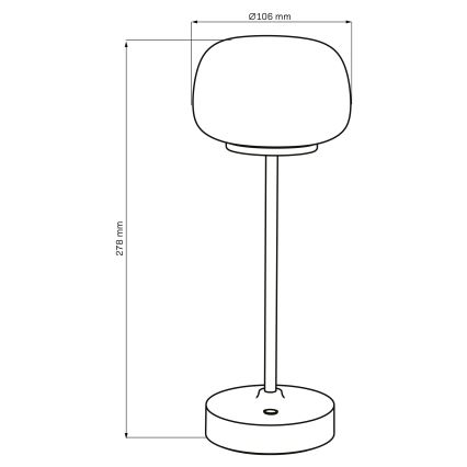 Candeeiro de mesa táctil LED com regulação RIMINI LED/2W/5V USB 2000 mAh preto/branco