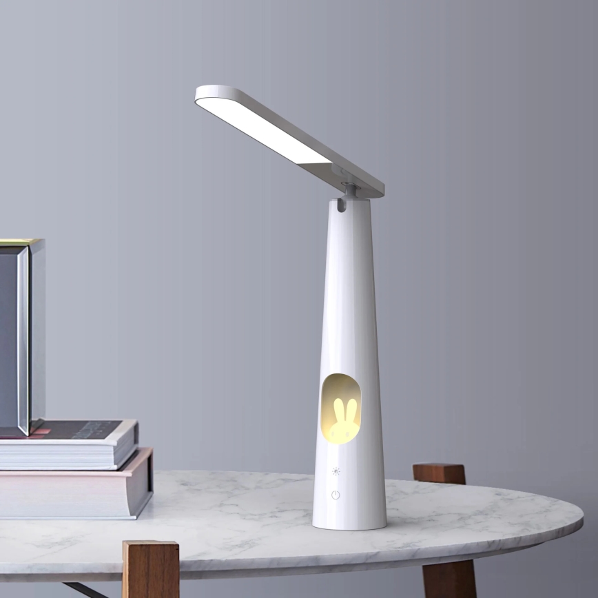 Candeeiro de mesa tátil dimerizável BUNNY LED/7W/230V 2700/4000/6500K branco