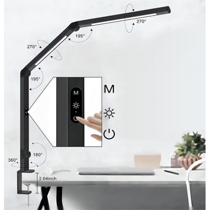 Candeeiro de mesa tátil LED flexível com regulação POINTIQ LED/12W/230V 3000/4000/5000/6500K CRI 92 preto