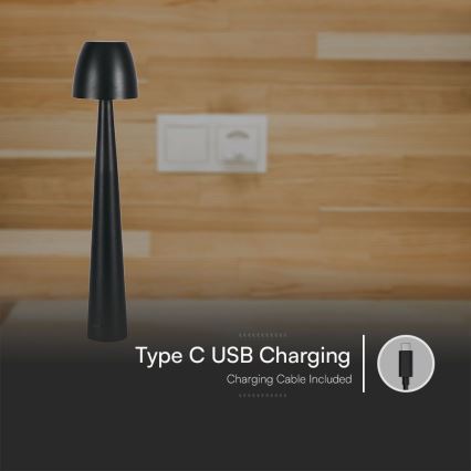 Candeeiro de mesa tátil LED com regulação LED/3W/5V 3000-6000K 1800 mAh preto