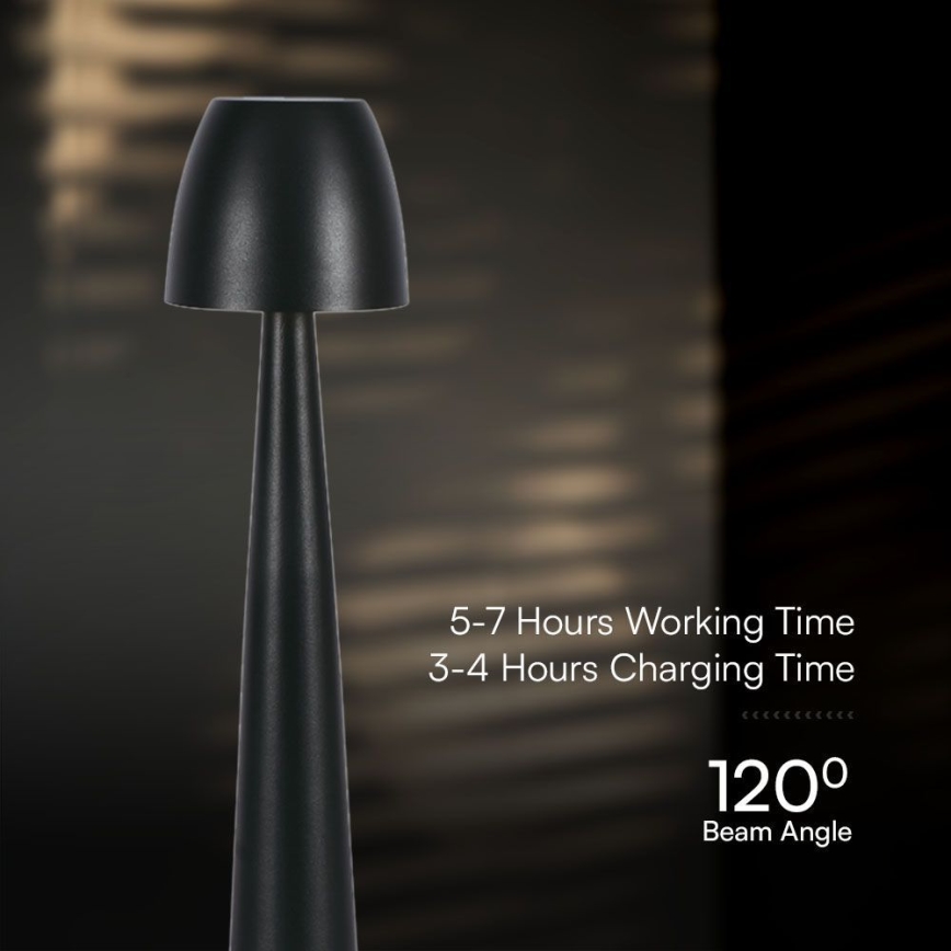 Candeeiro de mesa tátil LED com regulação LED/3W/5V 3000-6000K 1800 mAh preto