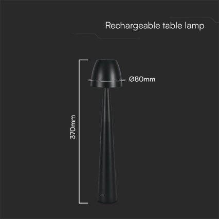 Candeeiro de mesa tátil LED com regulação LED/3W/5V 3000-6000K 1800 mAh preto