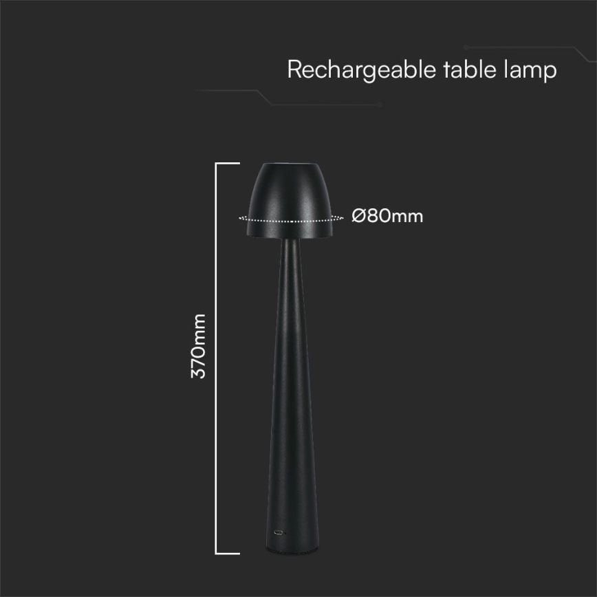 Candeeiro de mesa tátil LED com regulação LED/3W/5V 3000-6000K 1800 mAh preto