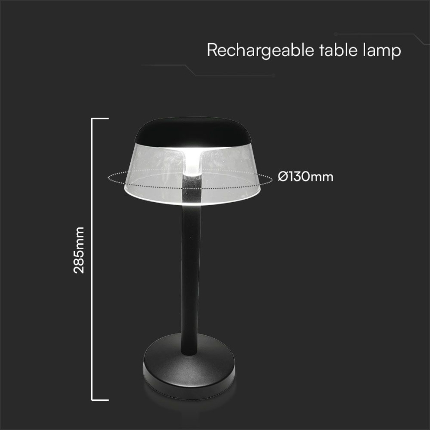Candeeiro de mesa tátil LED com regulação LED/3W/5V 3000-6000K 1800 mAh preto