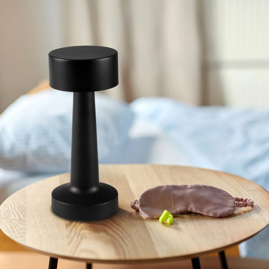 Lâmpada de mesa tátil dimerizável SIMPLY LED/5V 2700/4000/6500K 800 mAh preta