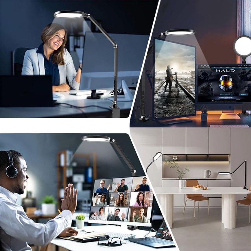 Candeeiro de mesa tátil LED flexível com regulação POINTIQ LED/15W/230V 3000-6500K CRI 96 preto