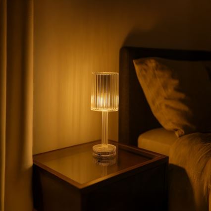 Candeeiro de mesa tátil recarregável LED SIMPLE LED/1W/5V 2400 mAh 3000-6000K transparente