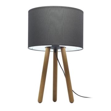 Candeeiro de mesa TOKYO 1xE27/60W/230V cinzento/pinho
