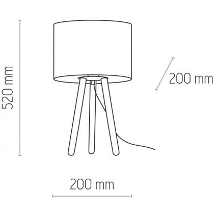 Candeeiro de mesa TOKYO 1xE27/60W/230V cinzento/pinho