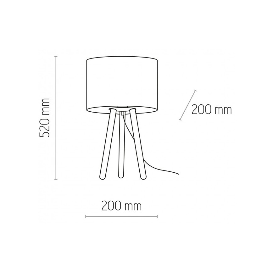 Candeeiro de mesa TOKYO 1xE27/60W/230V cinzento/pinho
