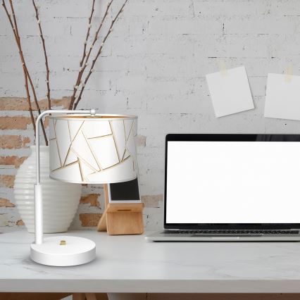 Candeeiro de mesa ZIGGY 1xE27/60W/230V branco/dourado