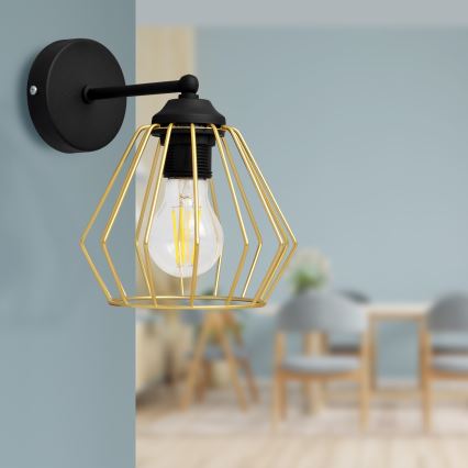 Candeeiro de parede AGAT 1xE27/15W/230V dourado/preto