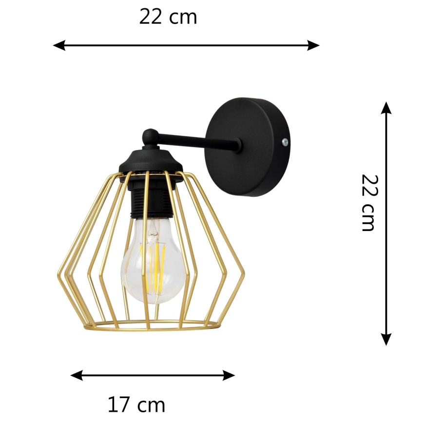Candeeiro de parede AGAT 1xE27/15W/230V dourado/preto