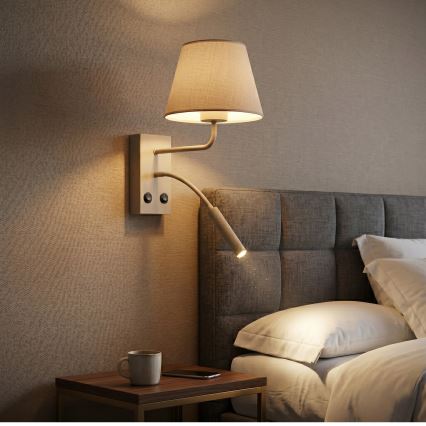 Candeeiro de parede ARDEN 1xE27/15W/230V + 1xG9/8W bege