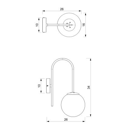 Candeeiro de parede CAMBRIDGE 1xE14/60W/230V preto/latão