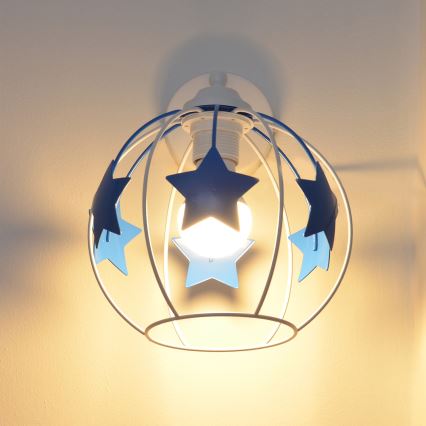 Candeeiro de parede de criança STARS 1xE27/15W/230V azul/branco