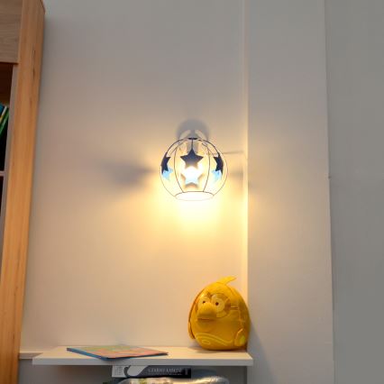 Candeeiro de parede de criança STARS 1xE27/15W/230V azul/branco