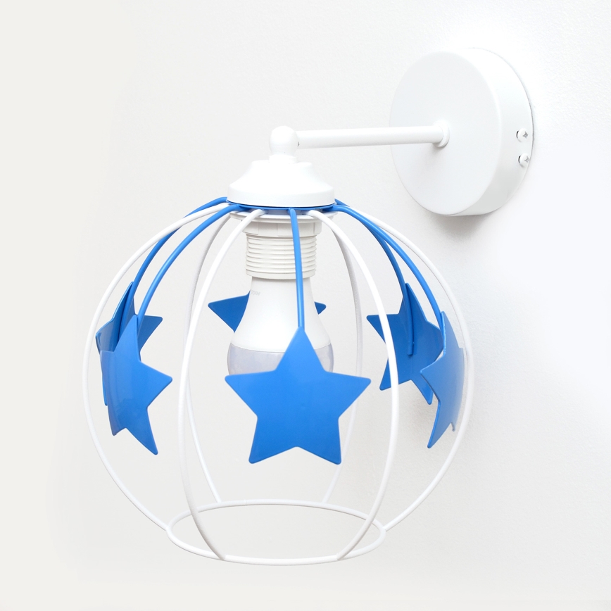 Candeeiro de parede de criança STARS 1xE27/15W/230V azul/branco