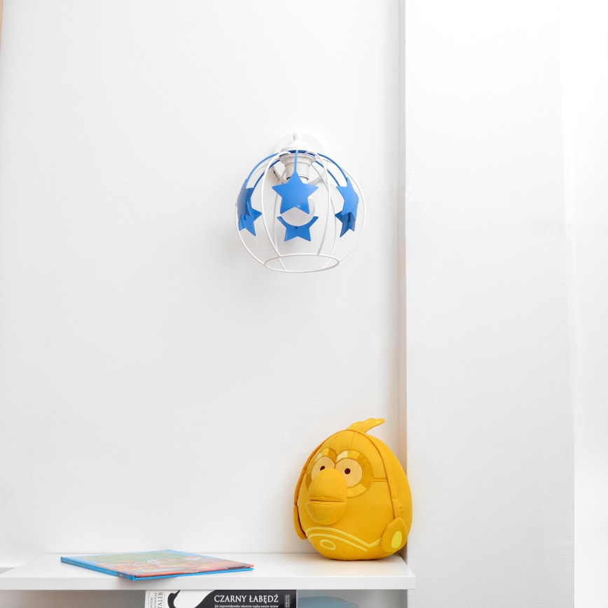 Candeeiro de parede de criança STARS 1xE27/15W/230V azul/branco