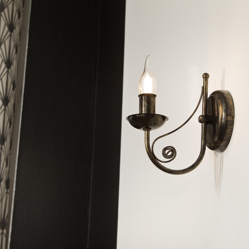 Candeeiro de parede DONATO 1xE14x40W/230V pátina