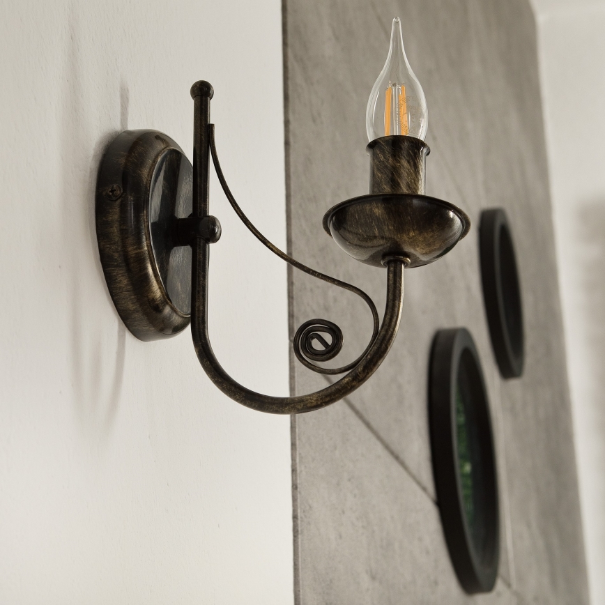 Candeeiro de parede DONATO 1xE14x40W/230V pátina