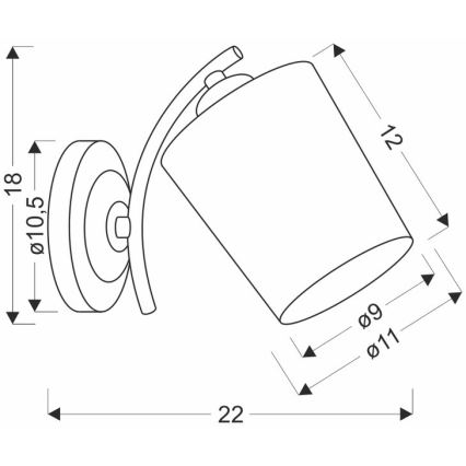 Candeeiro de parede ESNYR 1xE27/40W/230V preto/branco