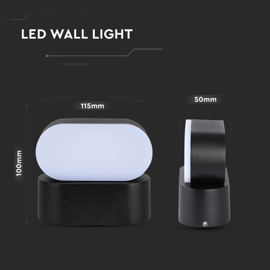 Candeeiro de parede flexível LED para exterior LED/5W/230V 4000K IP65 preto