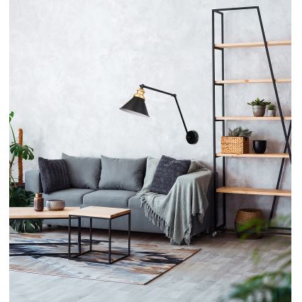 Candeeiro de parede FUNDO 1xE27/40W/230V preto/dourado