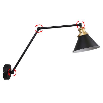 Candeeiro de parede FUNDO 1xE27/40W/230V preto/dourado