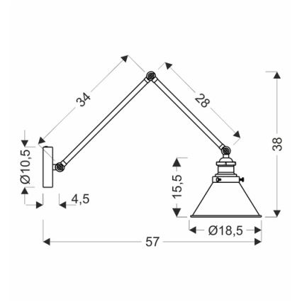 Candeeiro de parede FUNDO 1xE27/40W/230V preto/dourado