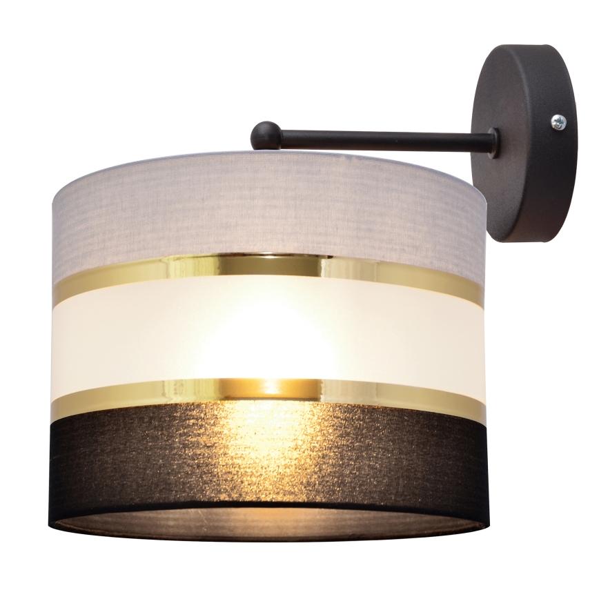 Candeeiro de parede HELEN 1xE27/15W/230V preto/cinzento/dourado