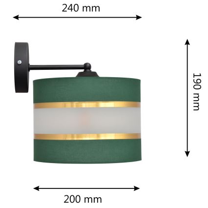 Candeeiro de parede HELEN 1xE27/15W/230V verde/dourada