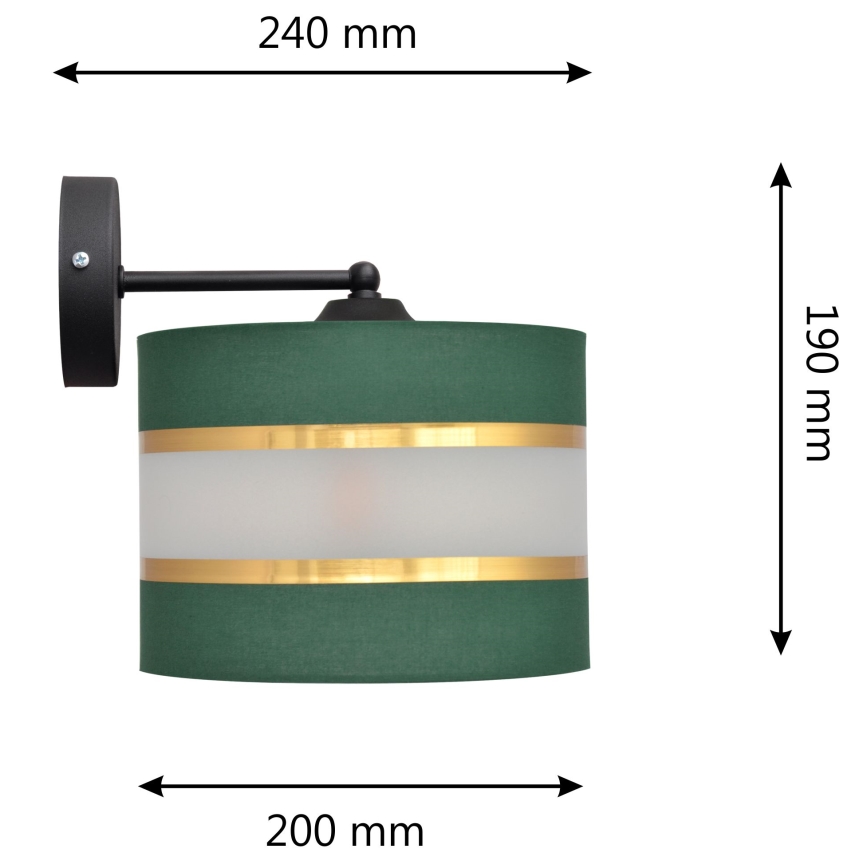 Candeeiro de parede HELEN 1xE27/15W/230V verde/dourada