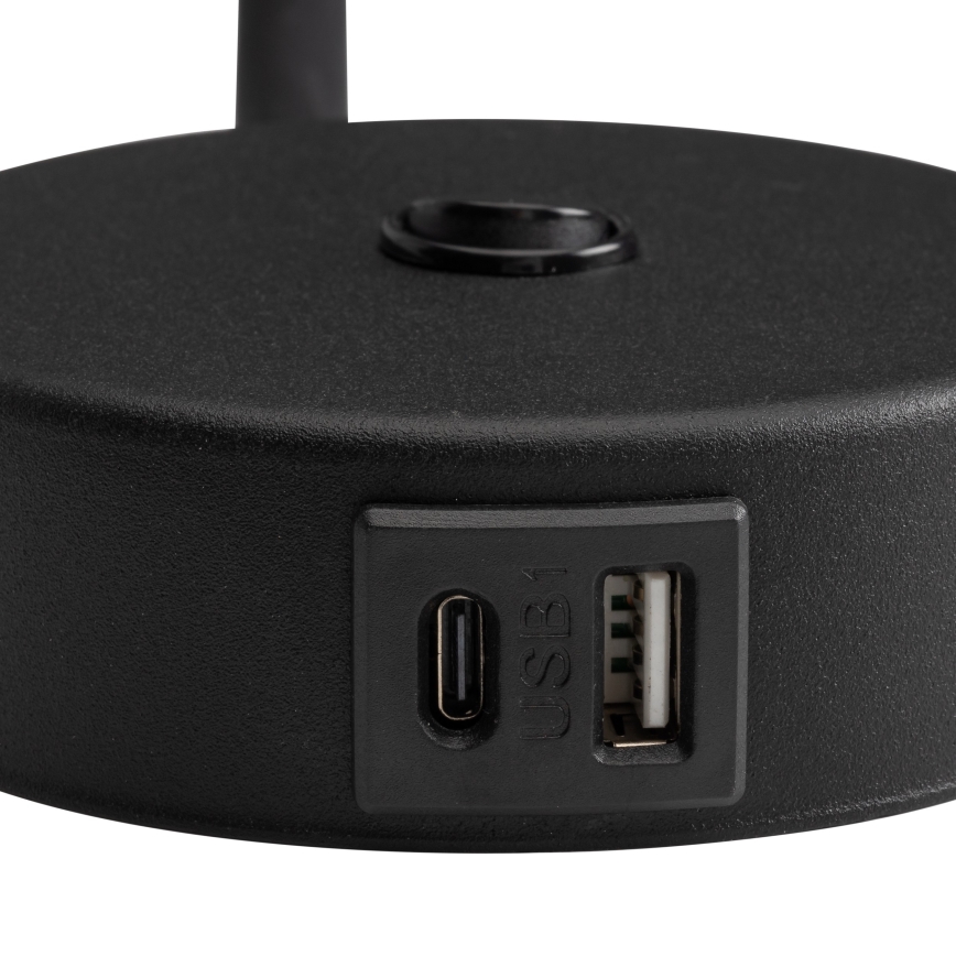 Candeeiro de parede LED com porta USB LAGOS 1xG9/3W/5V 4000K preto
