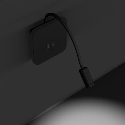 Candeeiro de parede LED flexível BASE LED/8W+LED/2W/230V preto/prateado