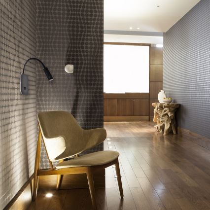 Candeeiro de parede LED flexível BASE LED/8W+LED/2W/230V preto/prateado