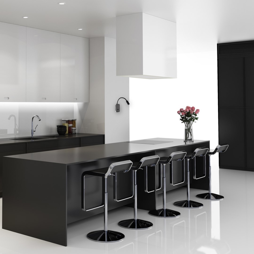 Candeeiro de parede LED flexível BASE LED/8W+LED/2W/230V preto/prateado