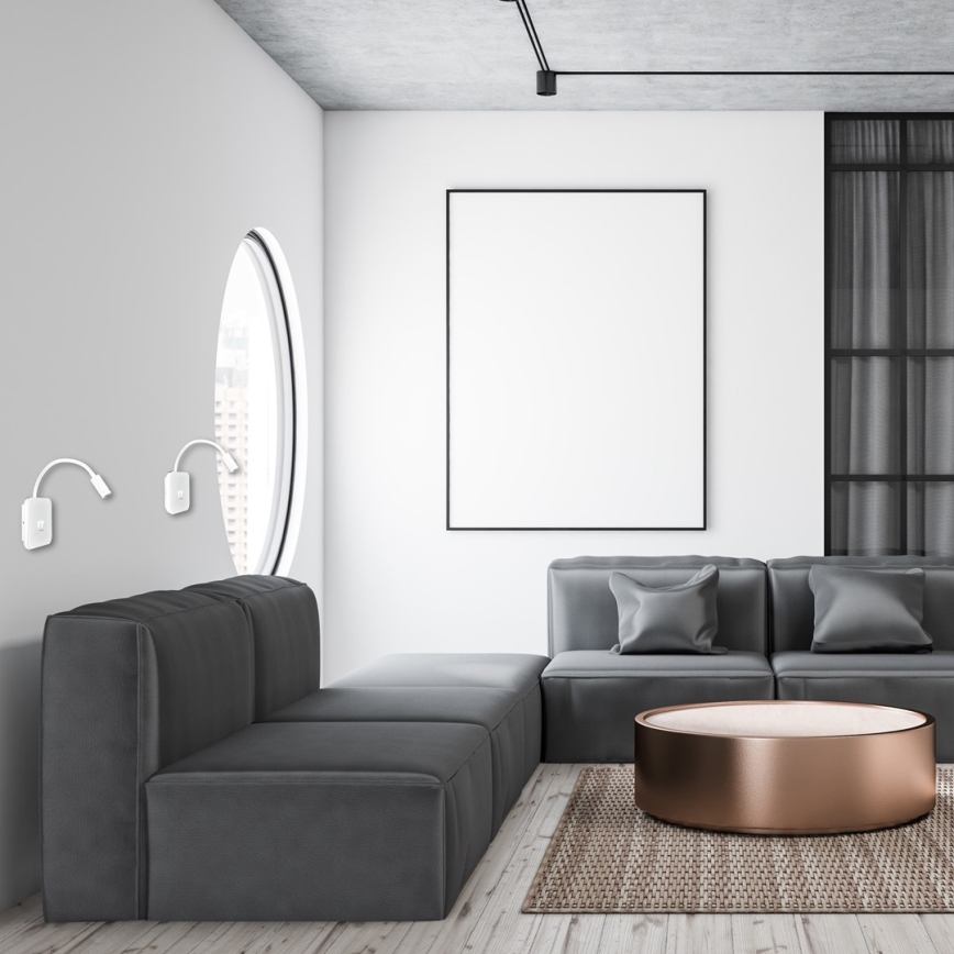 Candeeiro de parede LED flexível com USB BASE LED/8W + LED/2W/230V branco