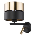 Candeeiro de parede LED HILTON 1xE27/15W/230V + LED/3W/230V latão/preto